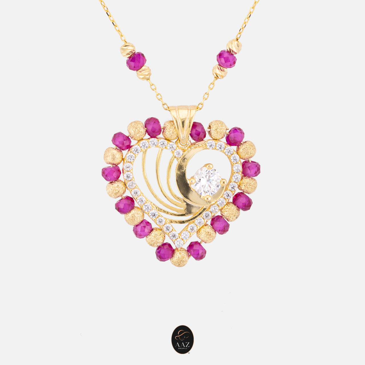 Wave Heart 18k Gold Plated Silver Necklace