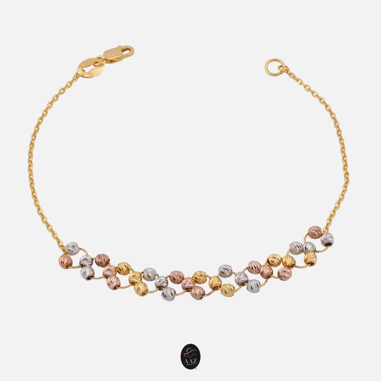 Tri-Colour Beads 22K Gold Bracelet