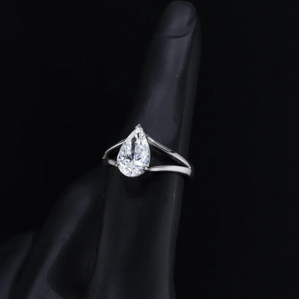 Pear Natural Diamond 18K Gold Ring