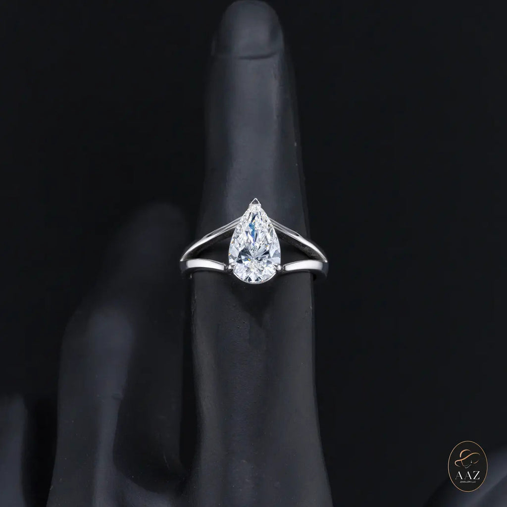 Pear Natural Diamond 18K Gold Ring