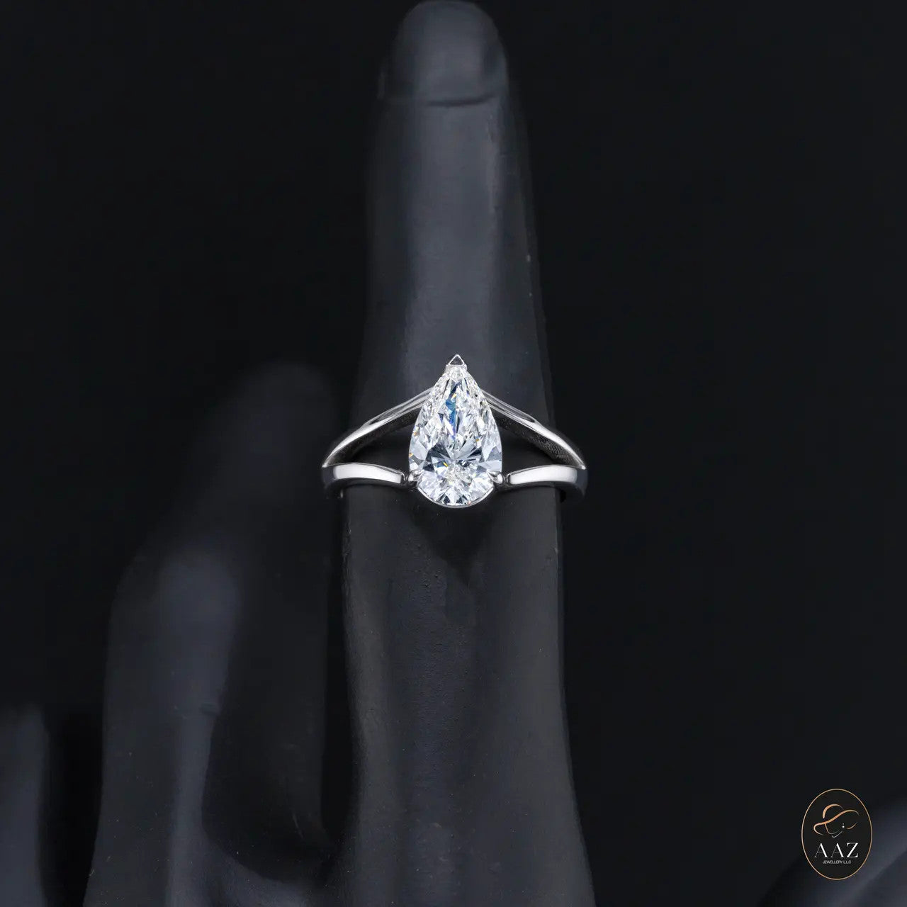 Pear Natural Diamond 18K Gold Ring