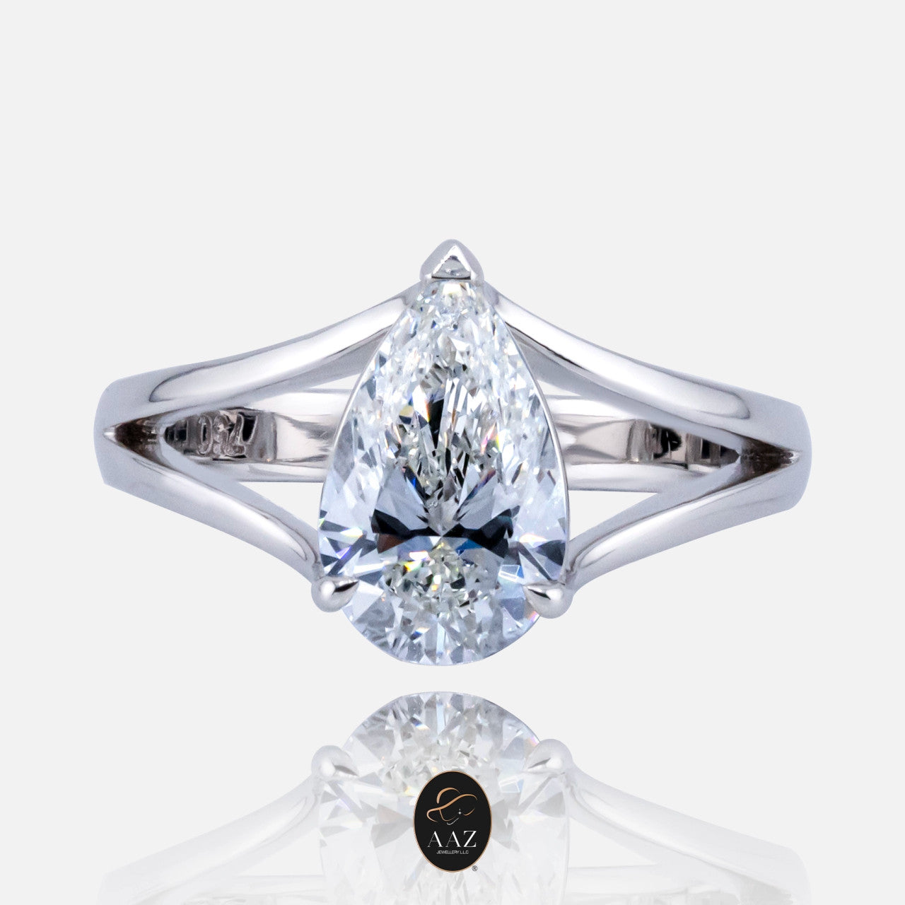Pear Natural Diamond 18K Gold Ring