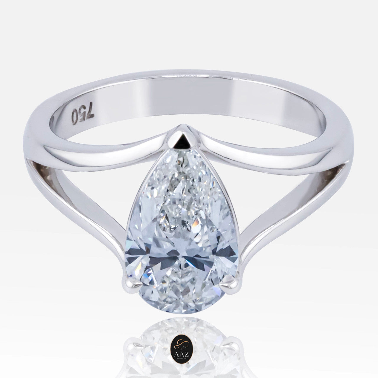 Pear Natural Diamond 18K Gold Ring