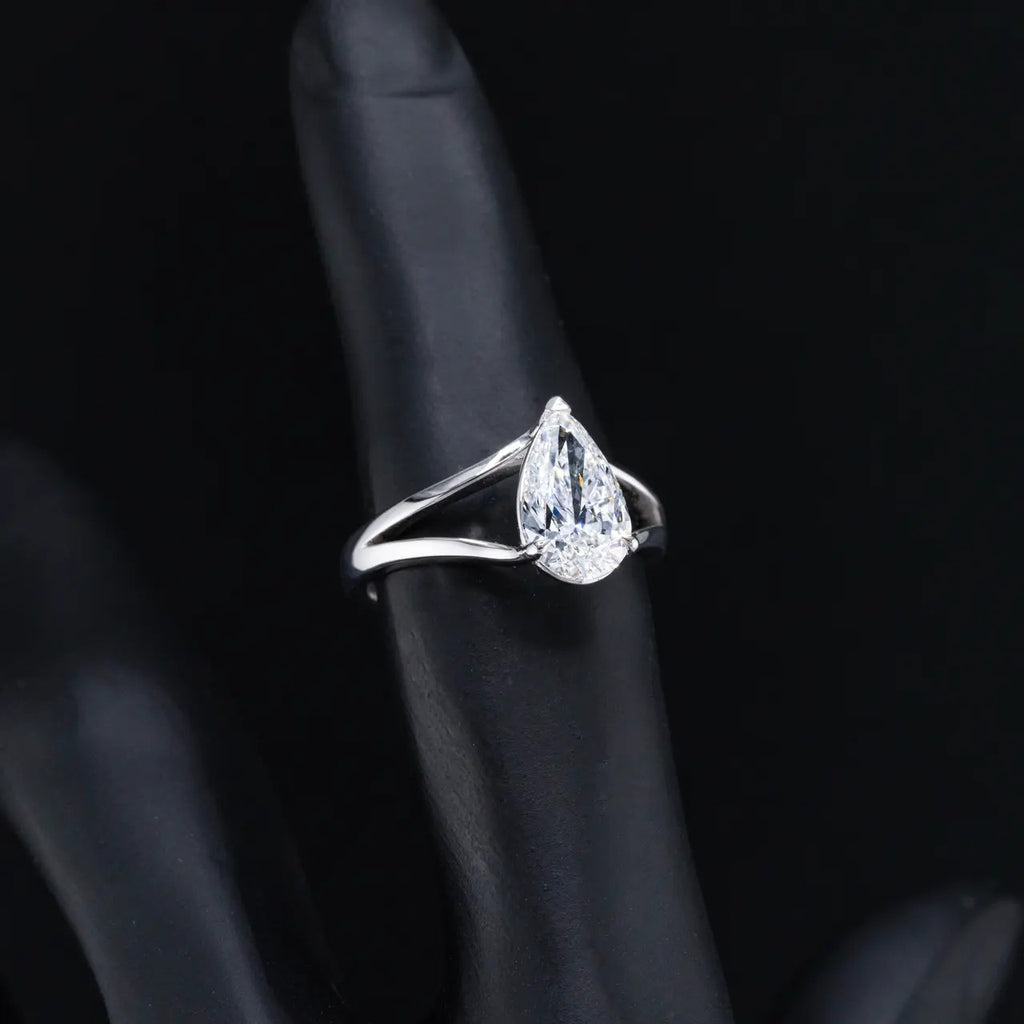 Pear Natural Diamond 18K Gold Ring