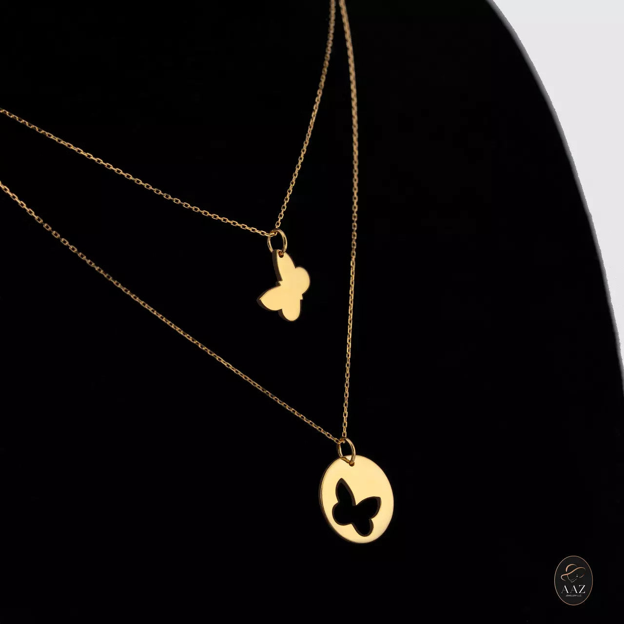 Two Band Butterfly 18K Gold Necklace right