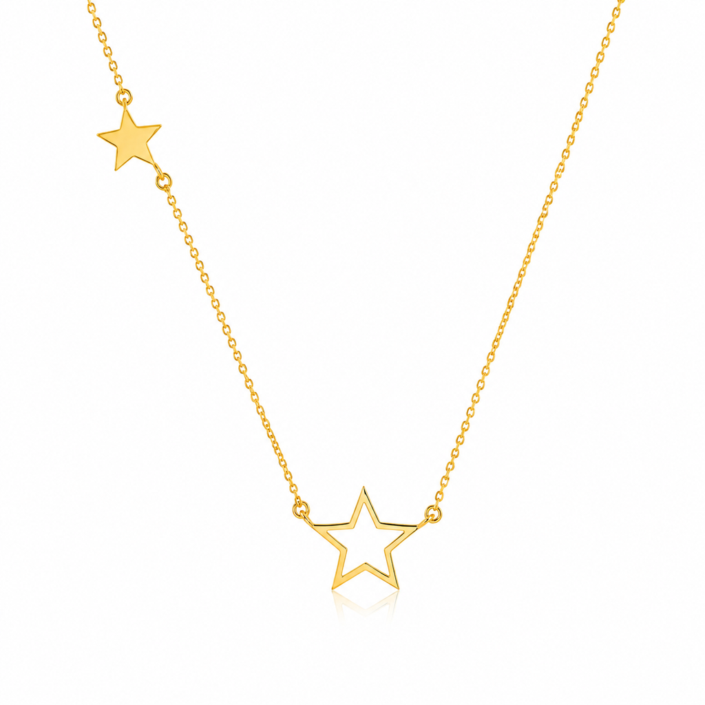Two Stars 18K Gold Necklace
