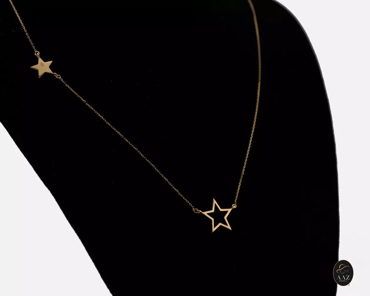 Two Stars 18K Gold Necklace right