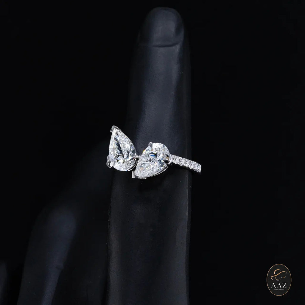 Entwined Pear Natural Diamonds 18K Gold Ring