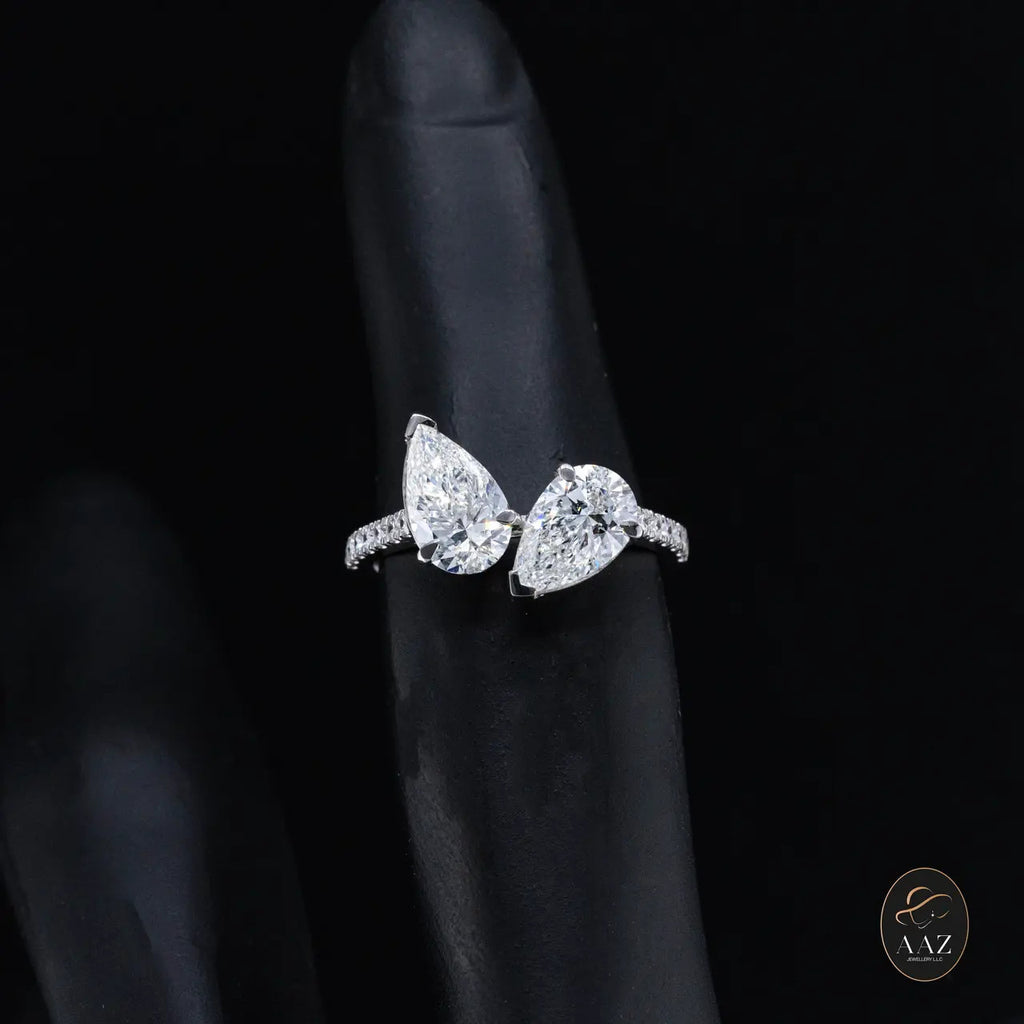 Entwined Pear Natural Diamonds 18K Gold Ring