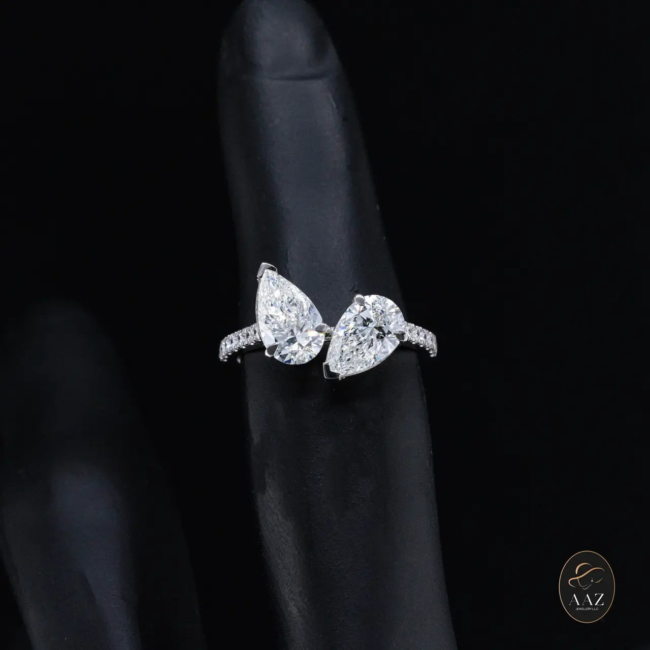 Entwined Pear Natural Diamonds 18K Gold Ring