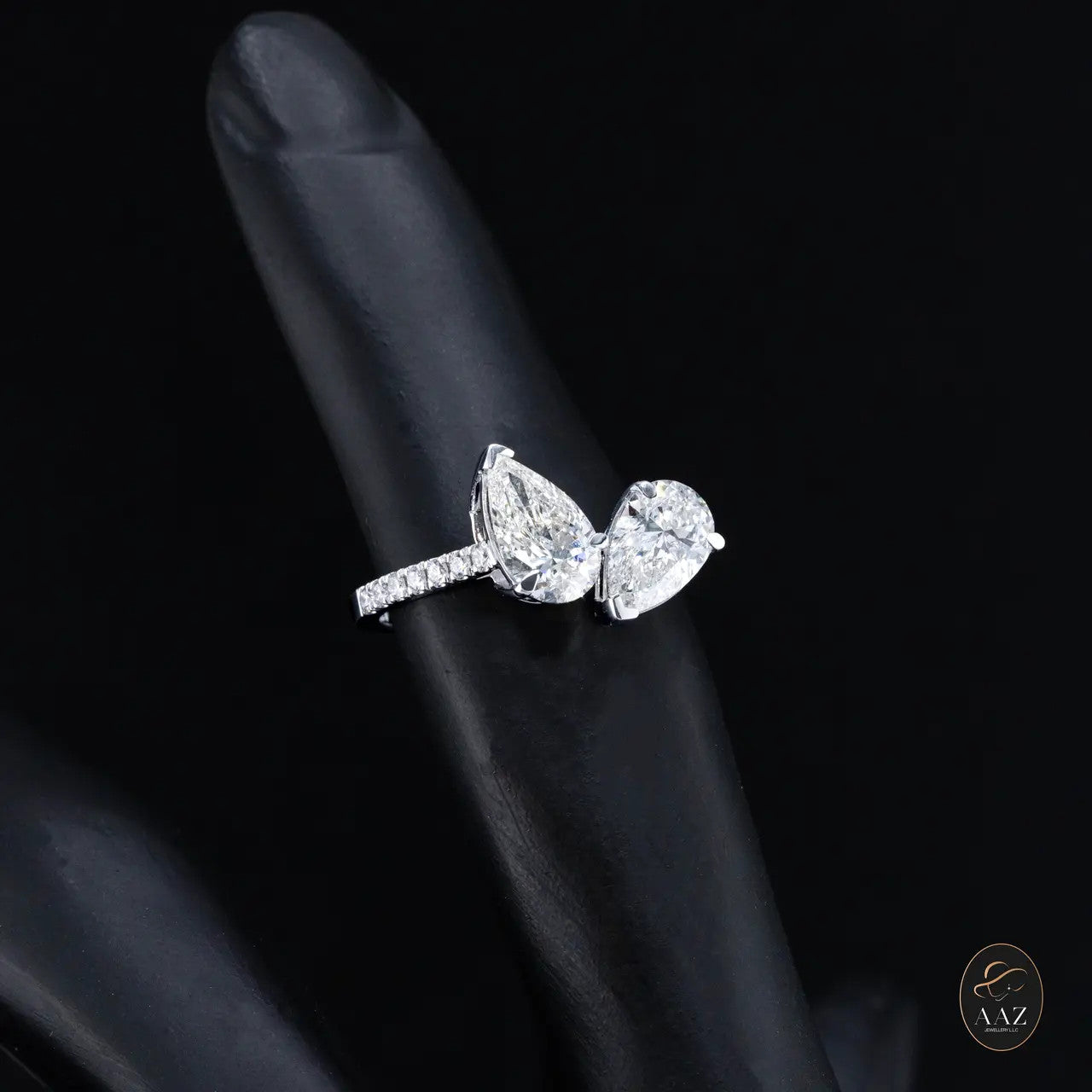 Entwined Pear Natural Diamonds 18K Gold Ring