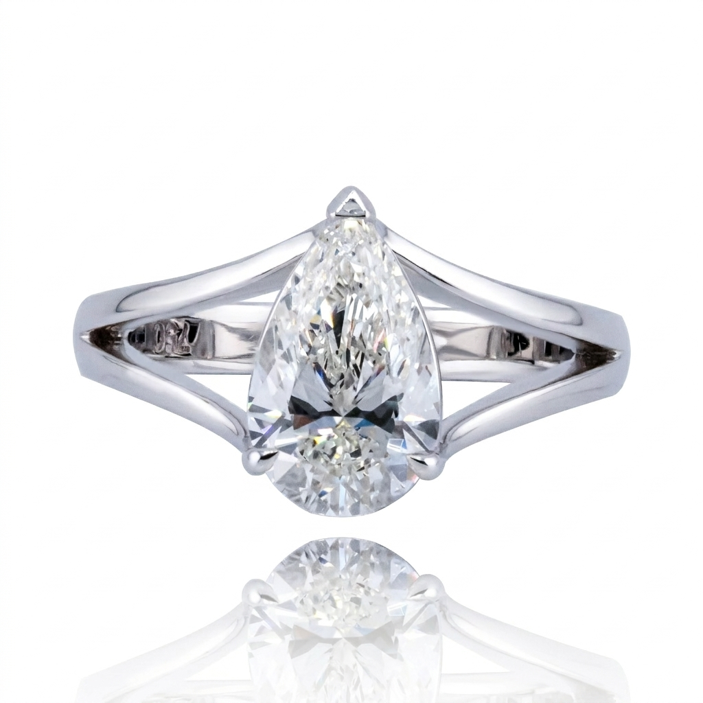 Pear Natural Diamond 18K Gold Ring – 2.03ct GIA Certified