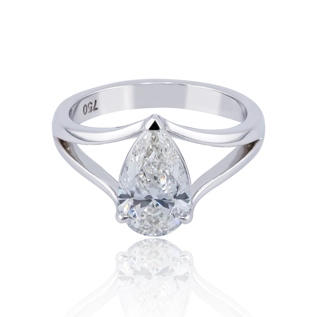 Pear Natural Diamond 18K Gold Ring – 2.03ct GIA Certified