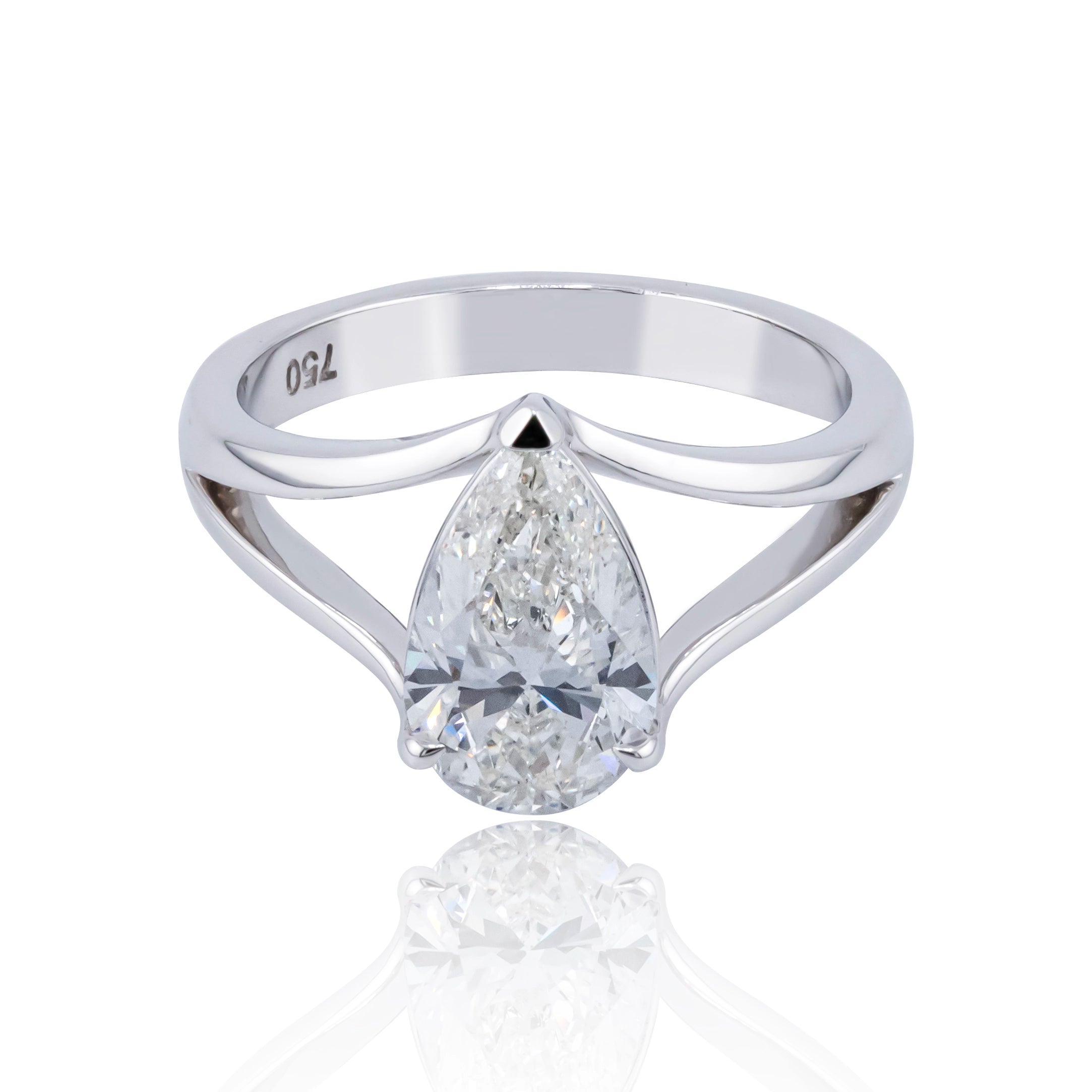 Pear Natural Diamond 18K Gold Ring – 2.03ct GIA Certified