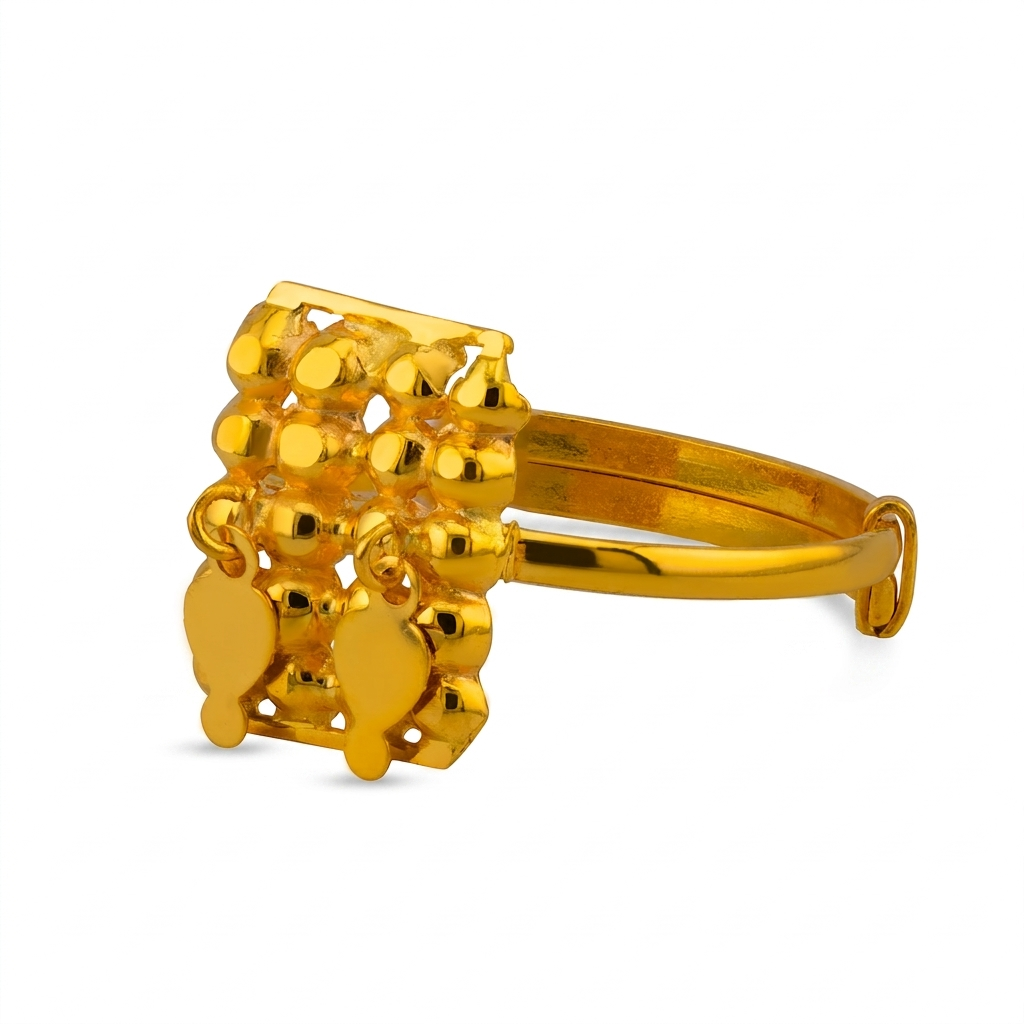 Dangle Rectangle 21K Gold Adjustable Ring