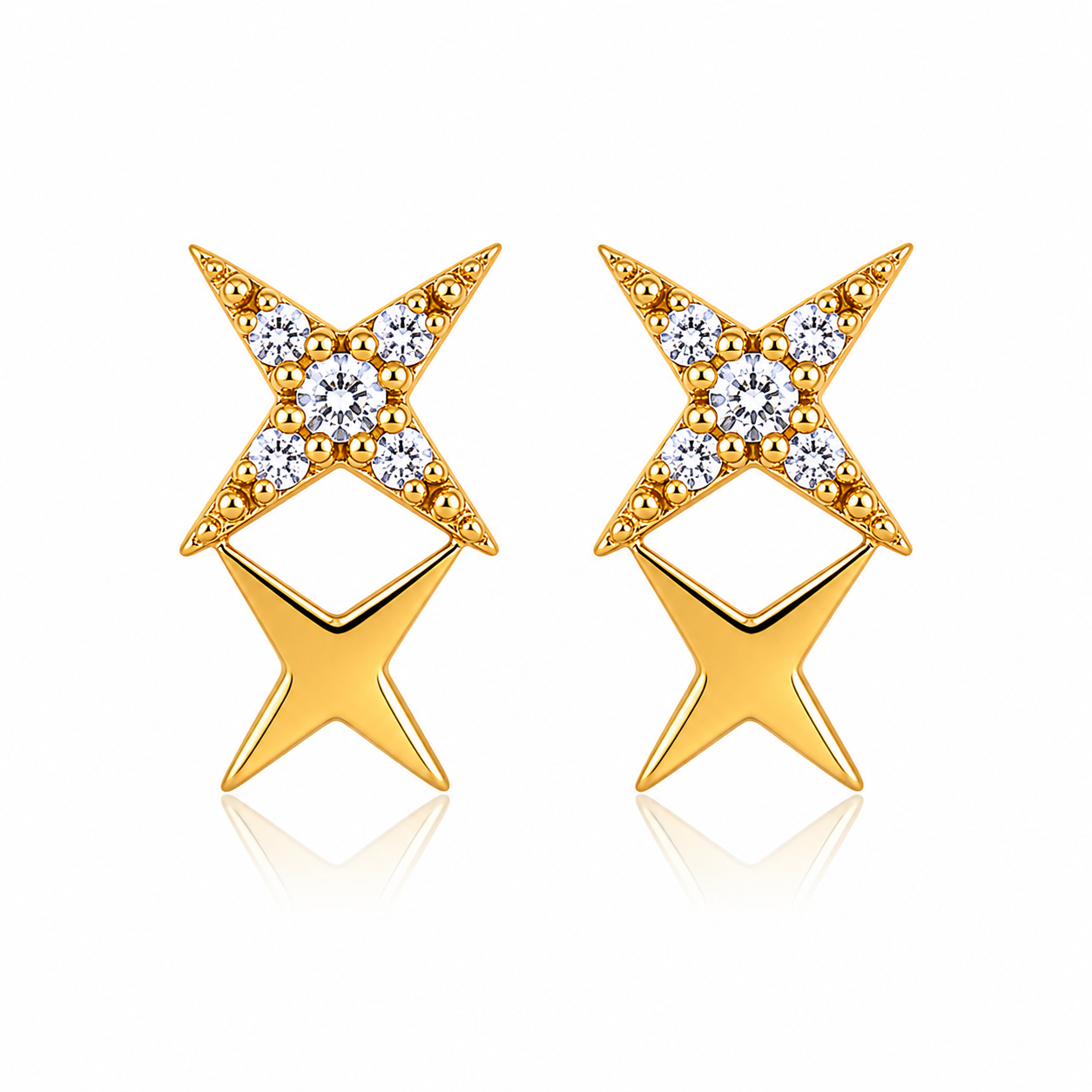 Twin Star 18K Gold Earrings