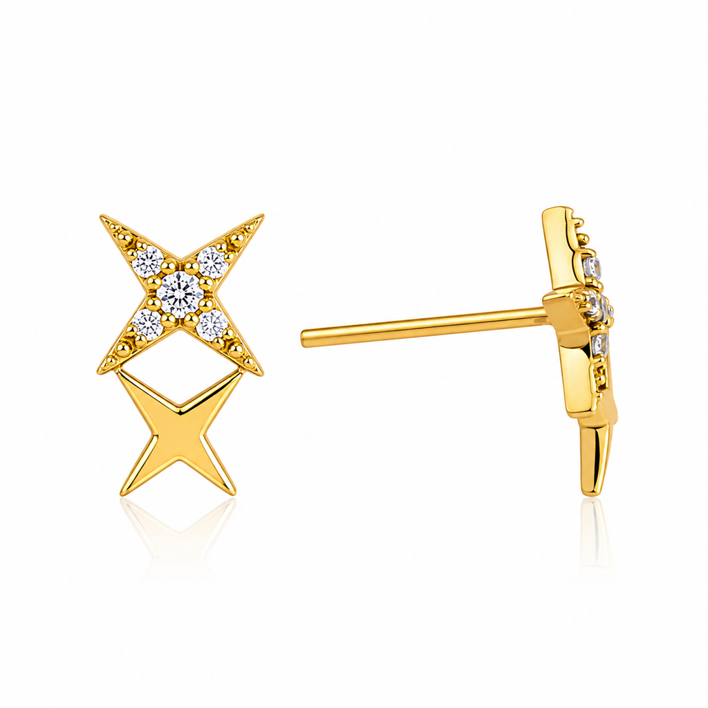Twin Star 18K Gold Earrings