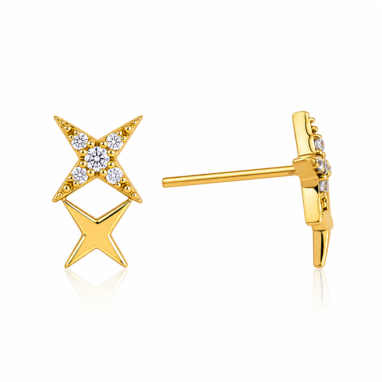 Twin Star 18K Gold Earrings