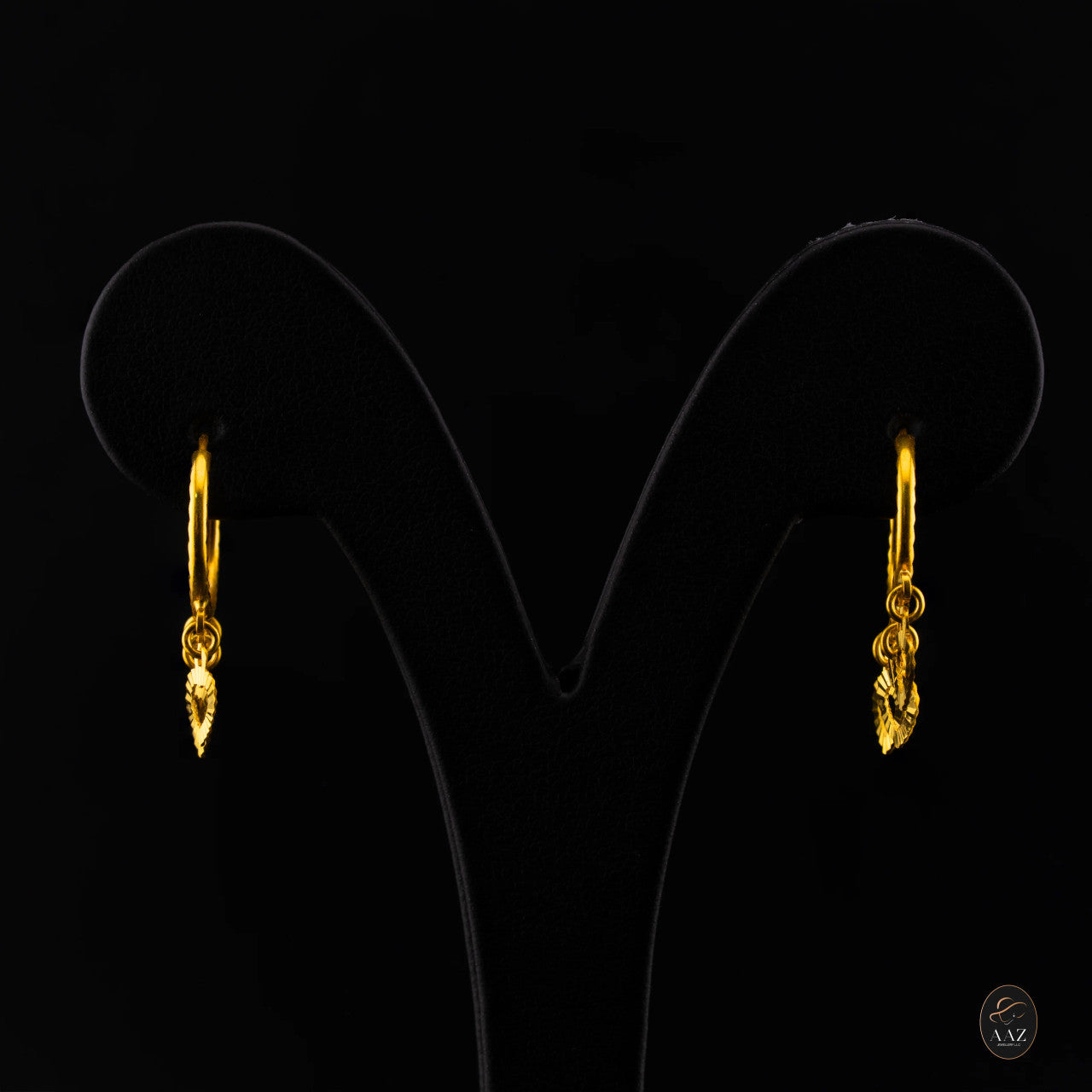 Three Hearts 22K Gold Hoop Earrings mid