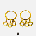 Three Hearts 22K Gold Hoop Earrings