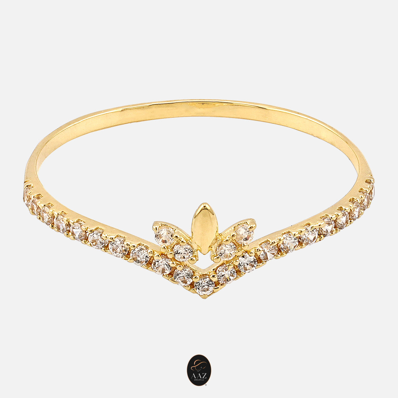 Chevron 18k Gold with Zircon Stones Ring