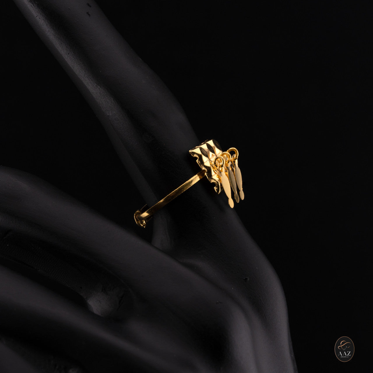 Dangle Square 21K Gold Adjustable Ring
