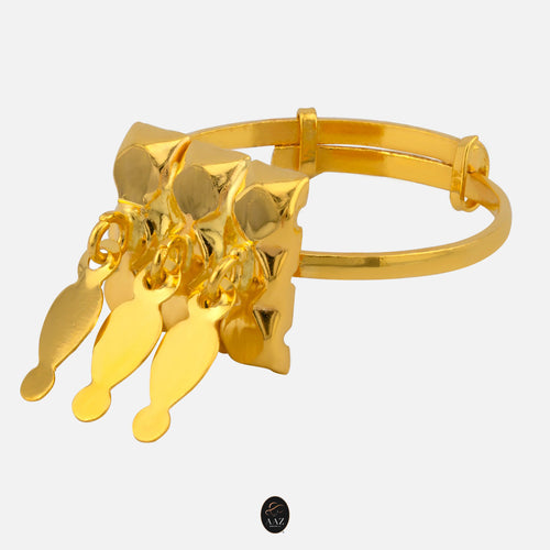 Dangle Square 21K Gold Adjustable Ring