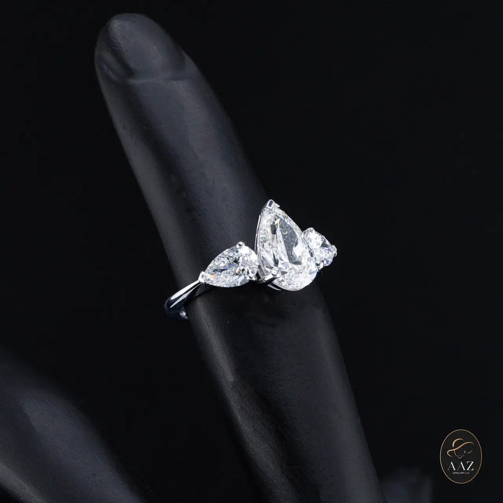 Pear Drop Natural Diamonds 18K Gold Ring