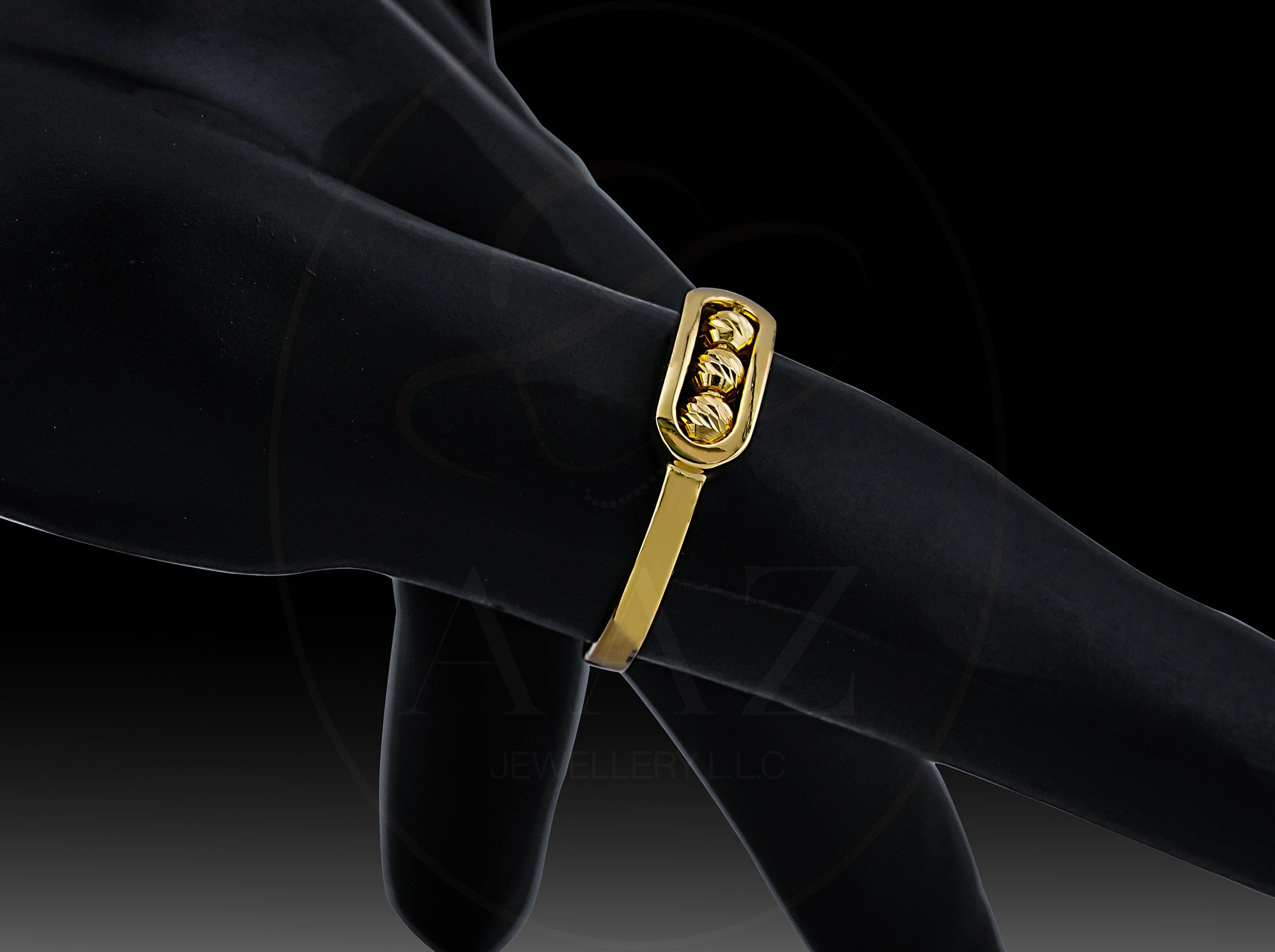 خاتم ثلاثي الكرة من الذهب عيار 18 قيراطًا