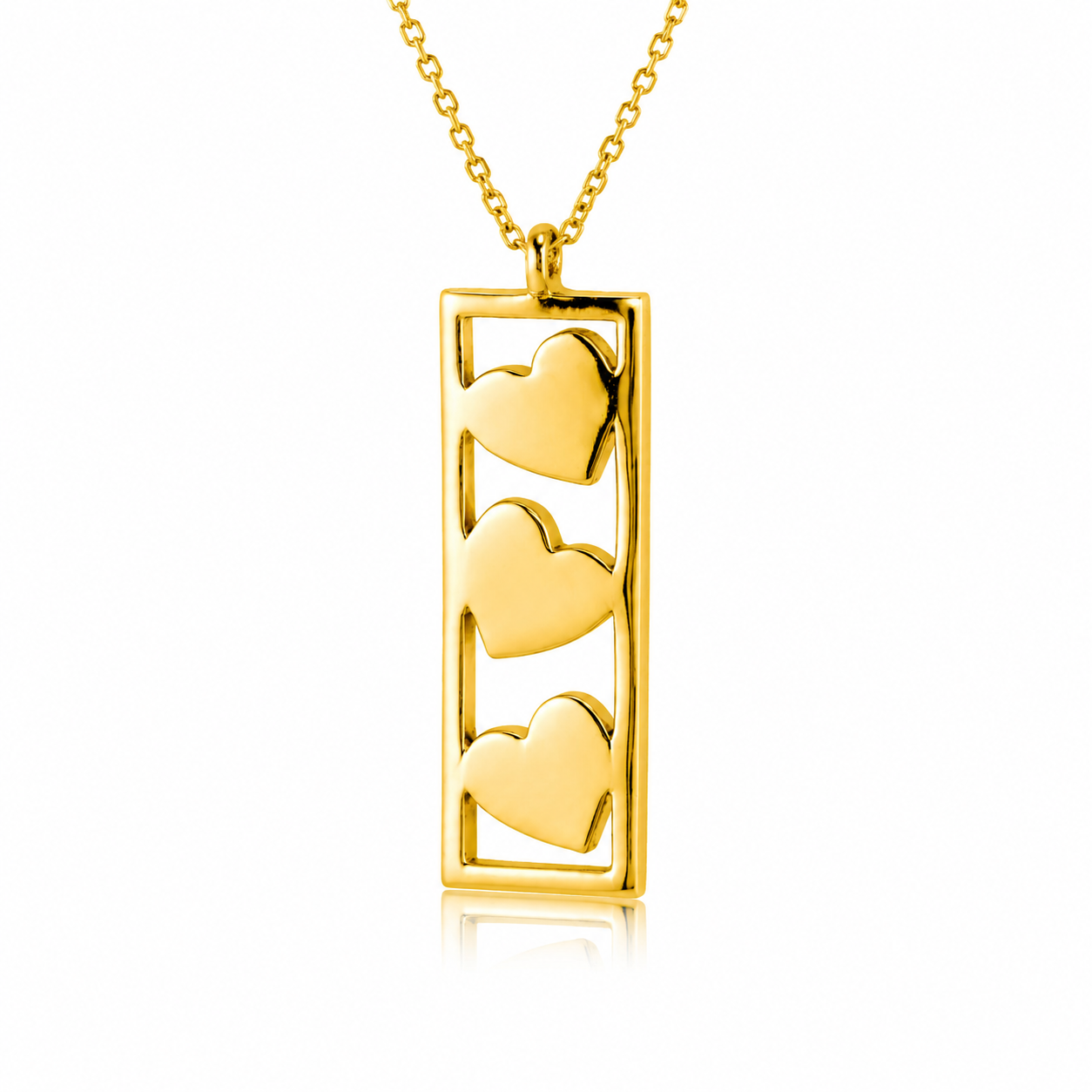 Three Hearts 18K Gold Necklace