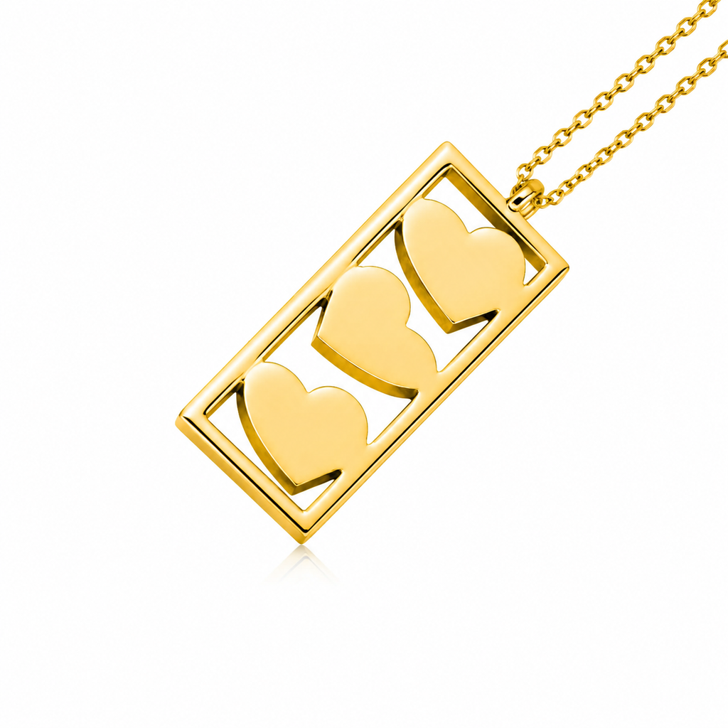 Three Hearts 18K Gold Necklace