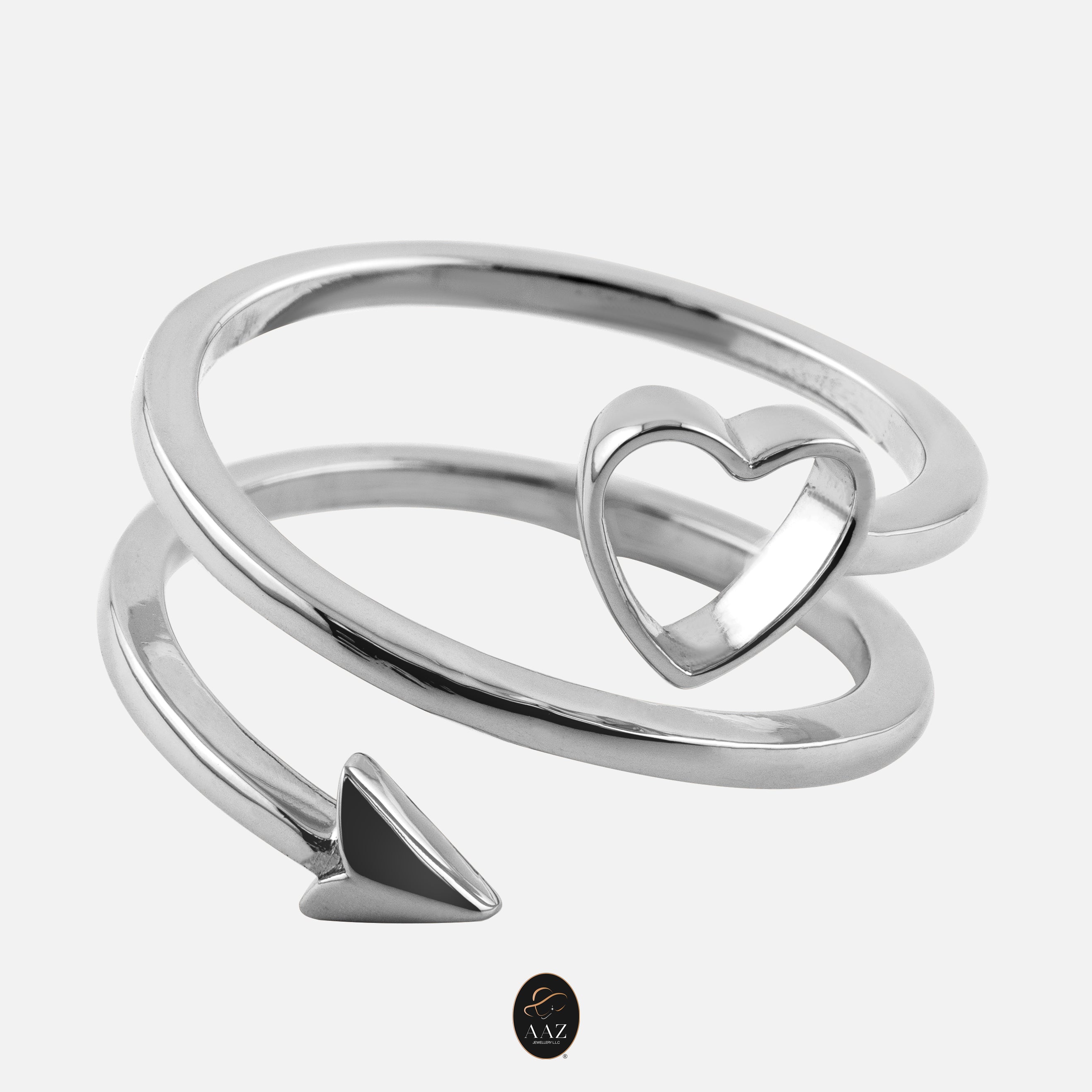 Swirl Heart & Arrow 18K Gold Ring