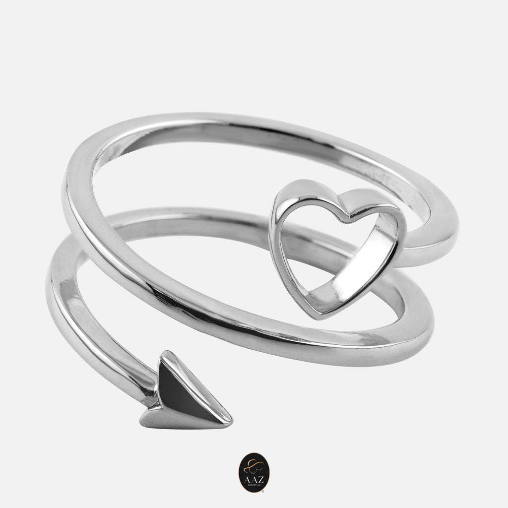 Swirl Heart & Arrow 18K Gold Ring