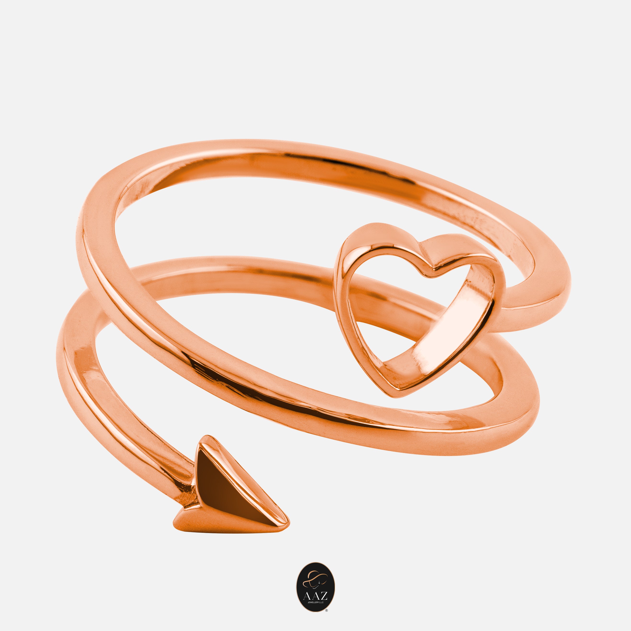 Swirl Heart & Arrow 18K Gold Ring