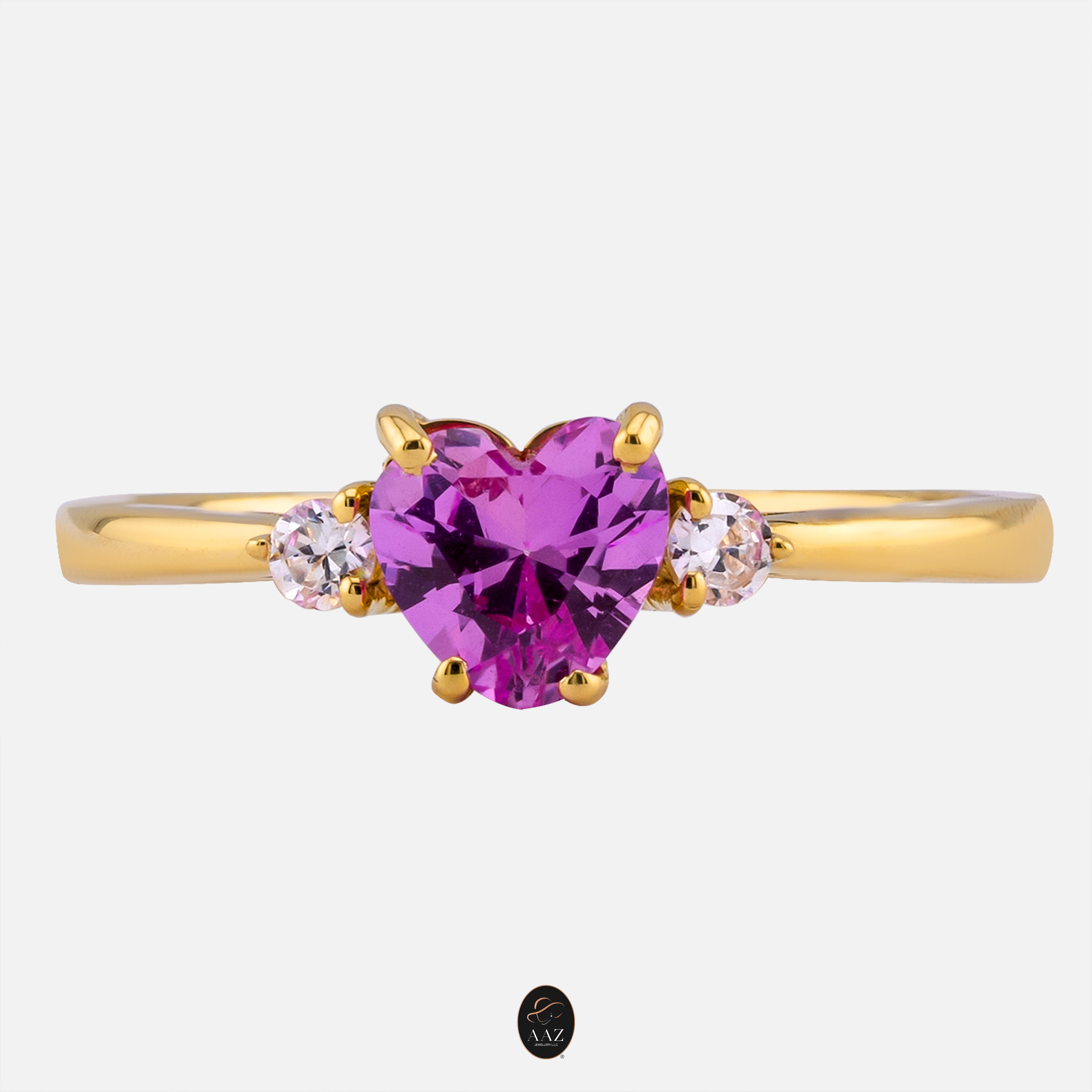 Pink Heart 18K Gold Ring