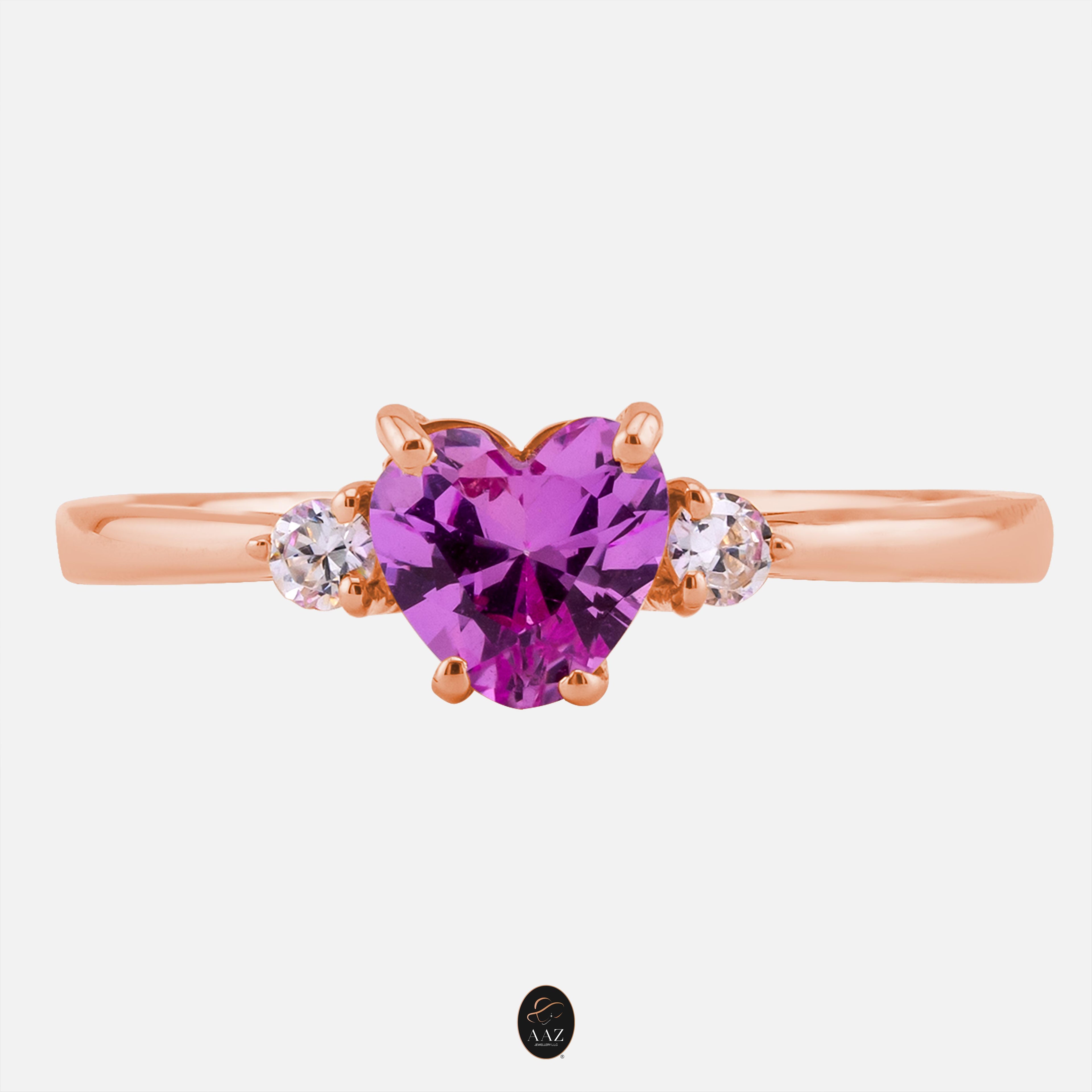 Pink Heart 18K Gold Ring