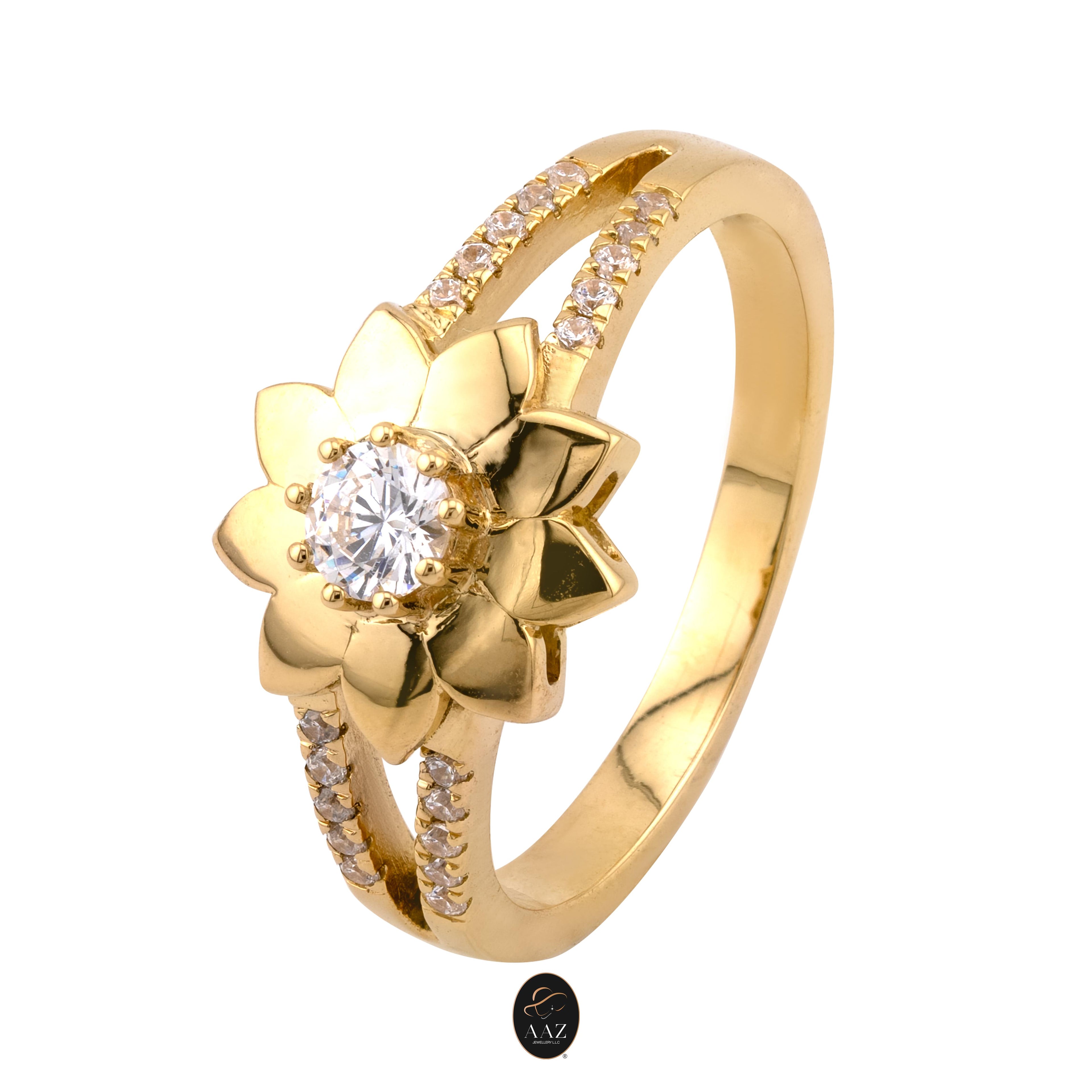 Elegant Flower 18K Gold Ring