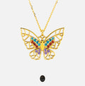 قلادة الفراشة الملونة من الذهب عيار 18 قيراطًا