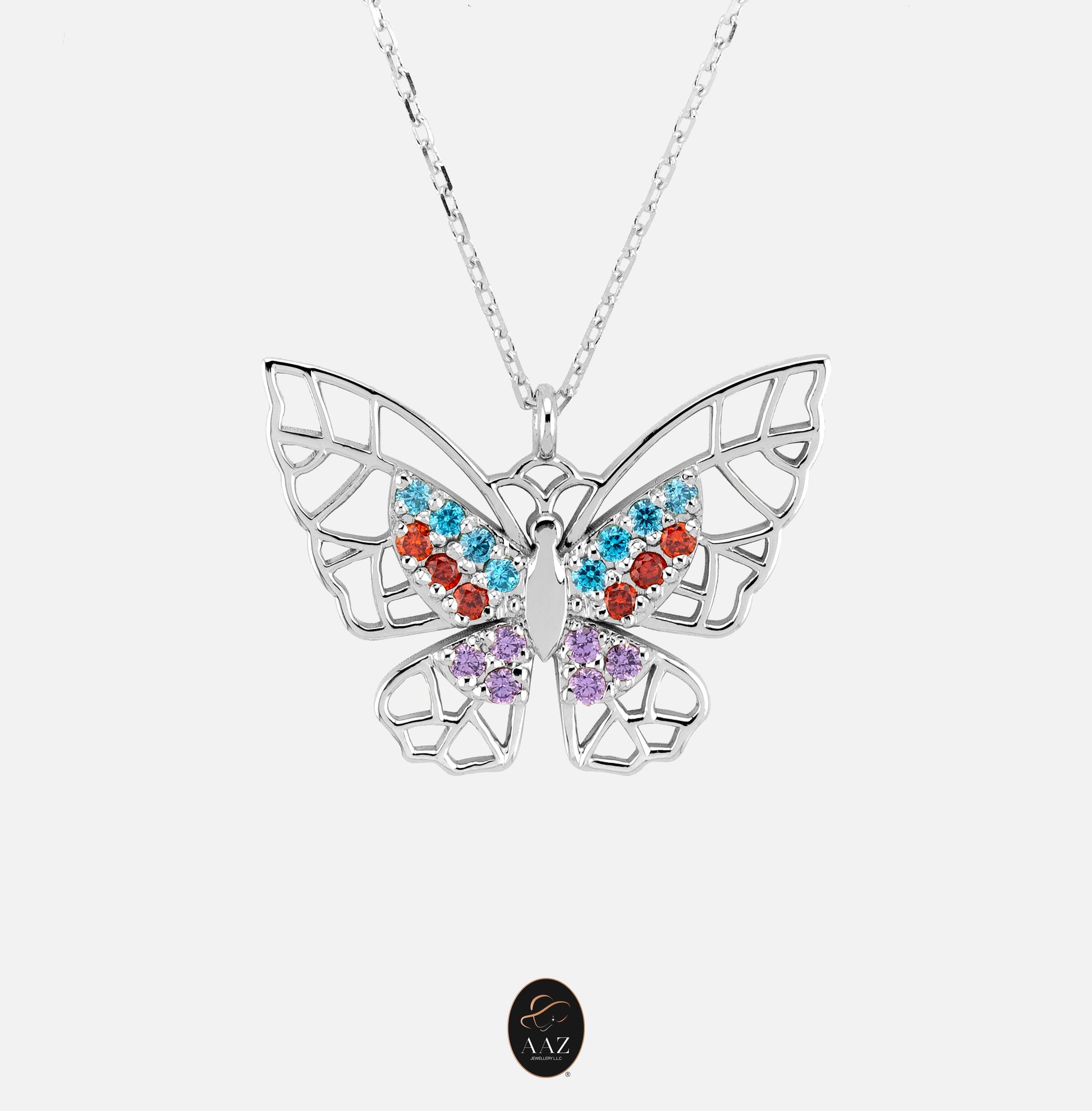 Colourful Butterfly 18K Gold Necklace