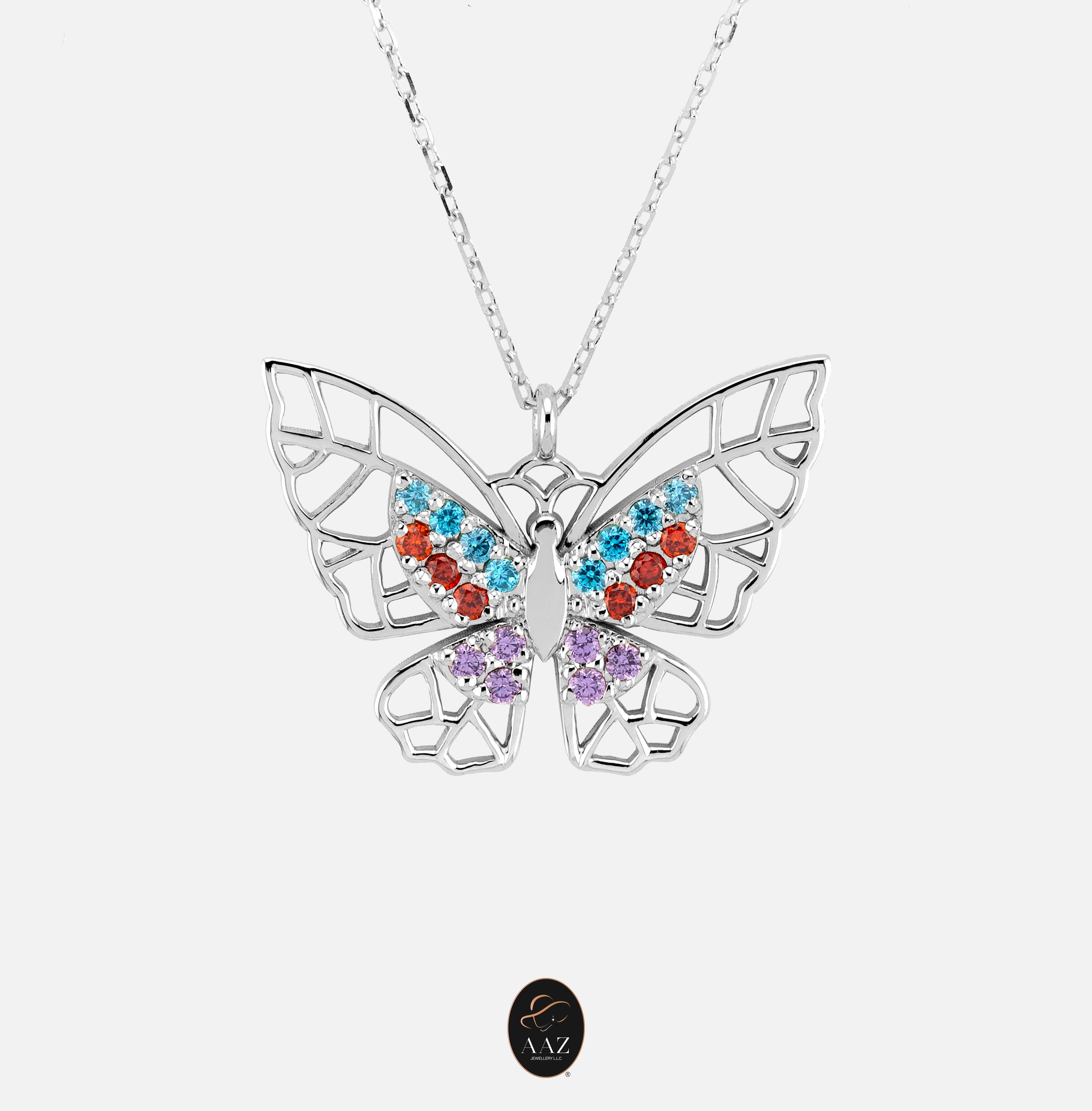 Colourful Butterfly 18K Gold Necklace