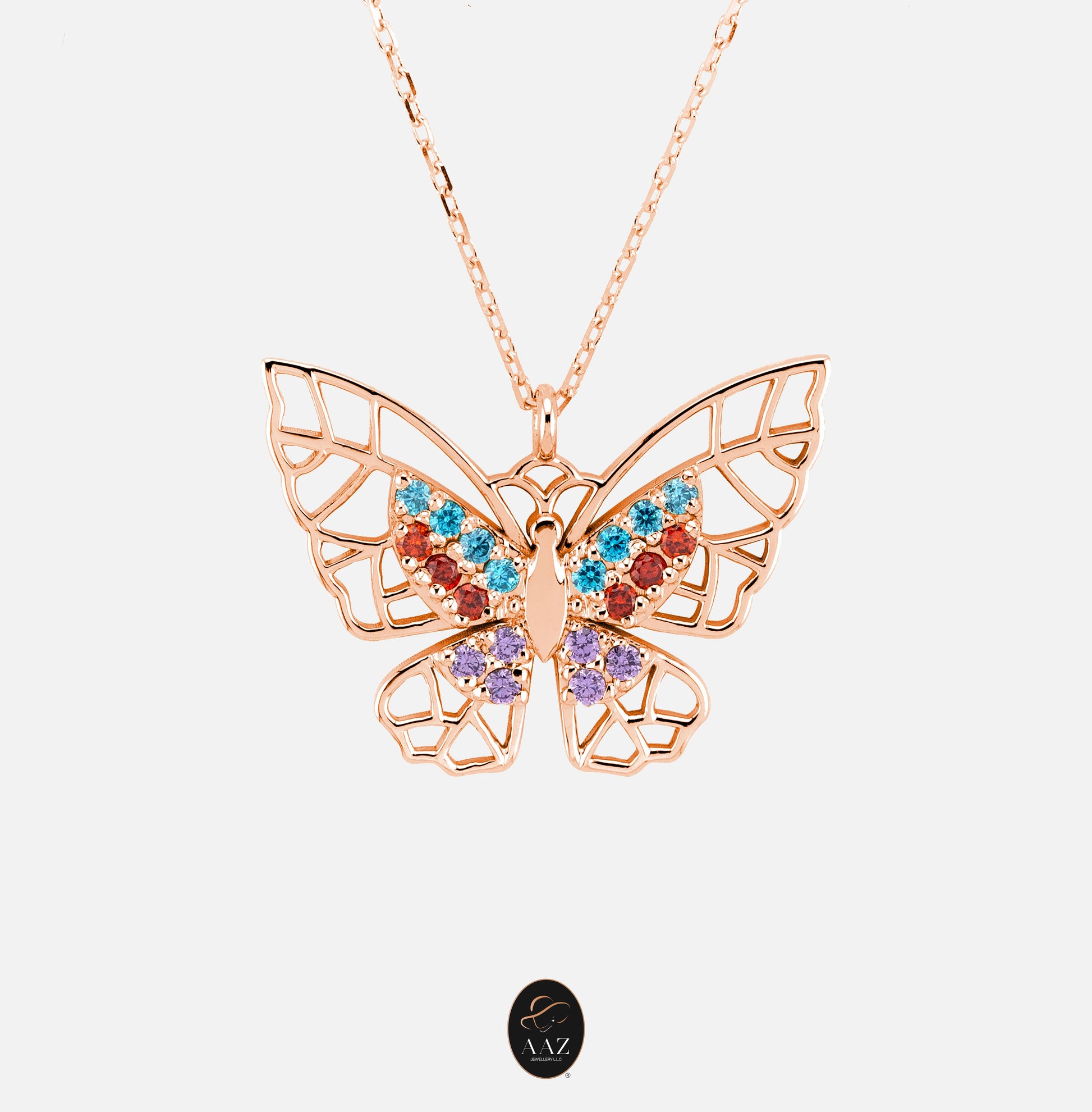 Colourful Butterfly 18K Gold Necklace