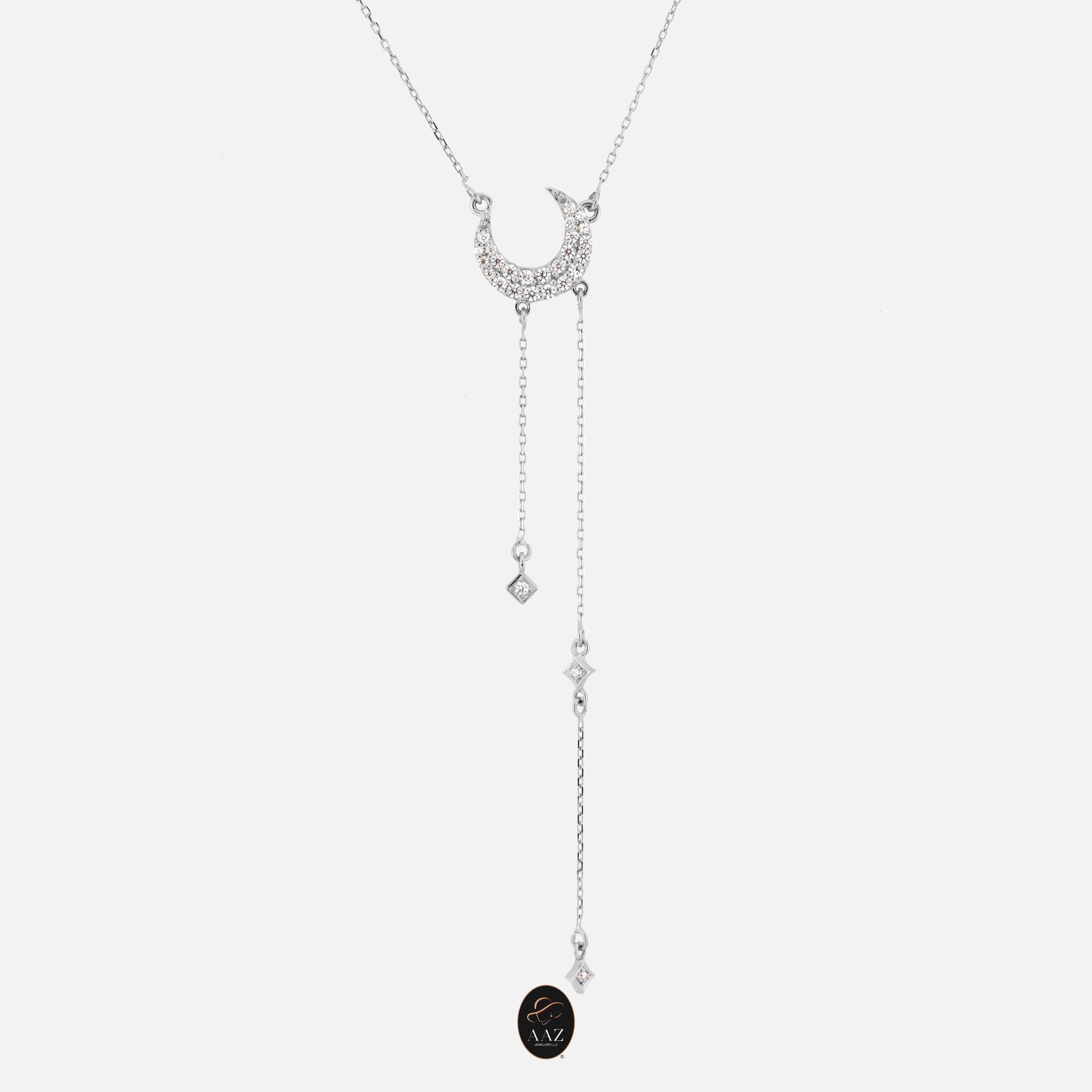 Crescent Moon & Stars 18K Gold Necklace