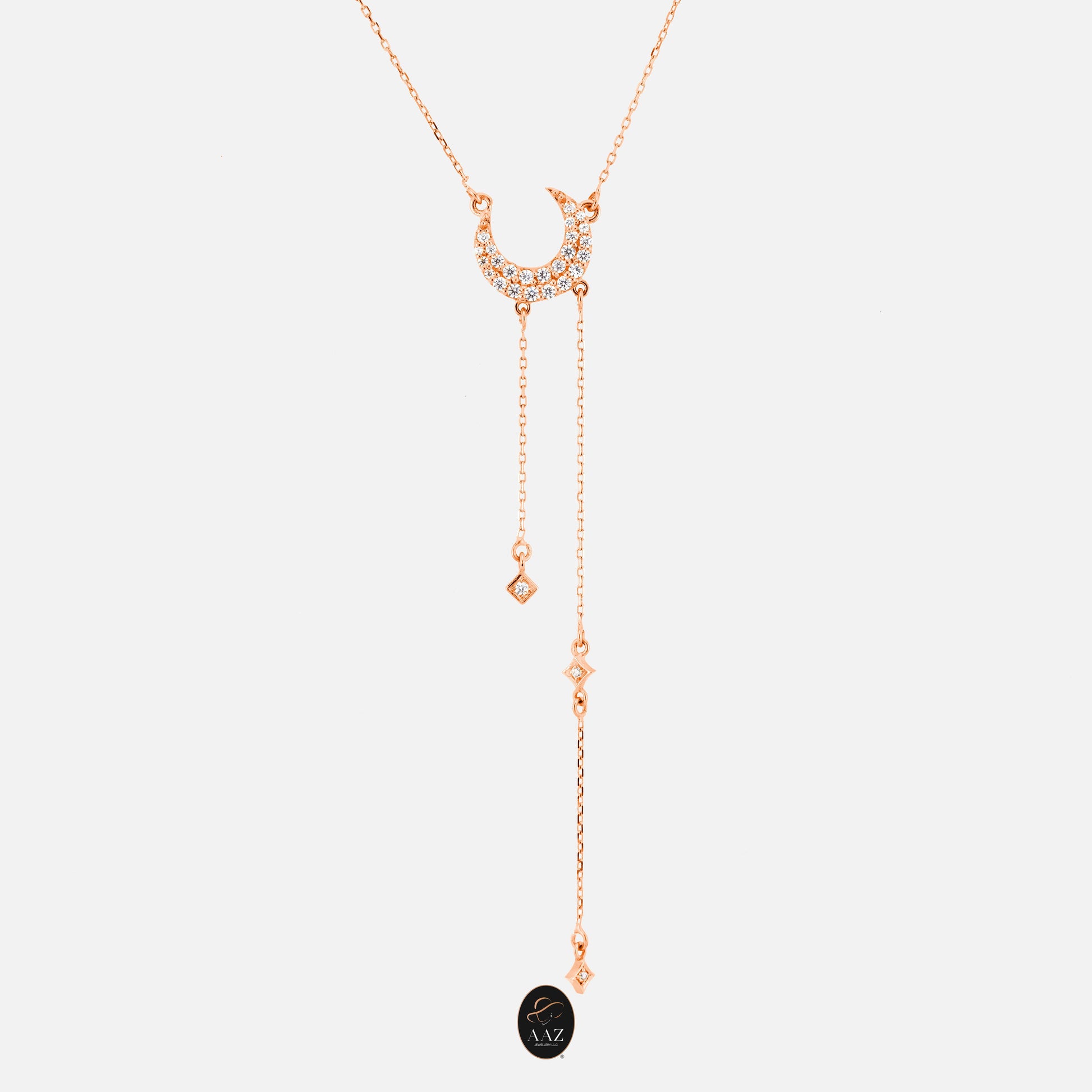 Crescent Moon & Stars 18K Gold Necklace