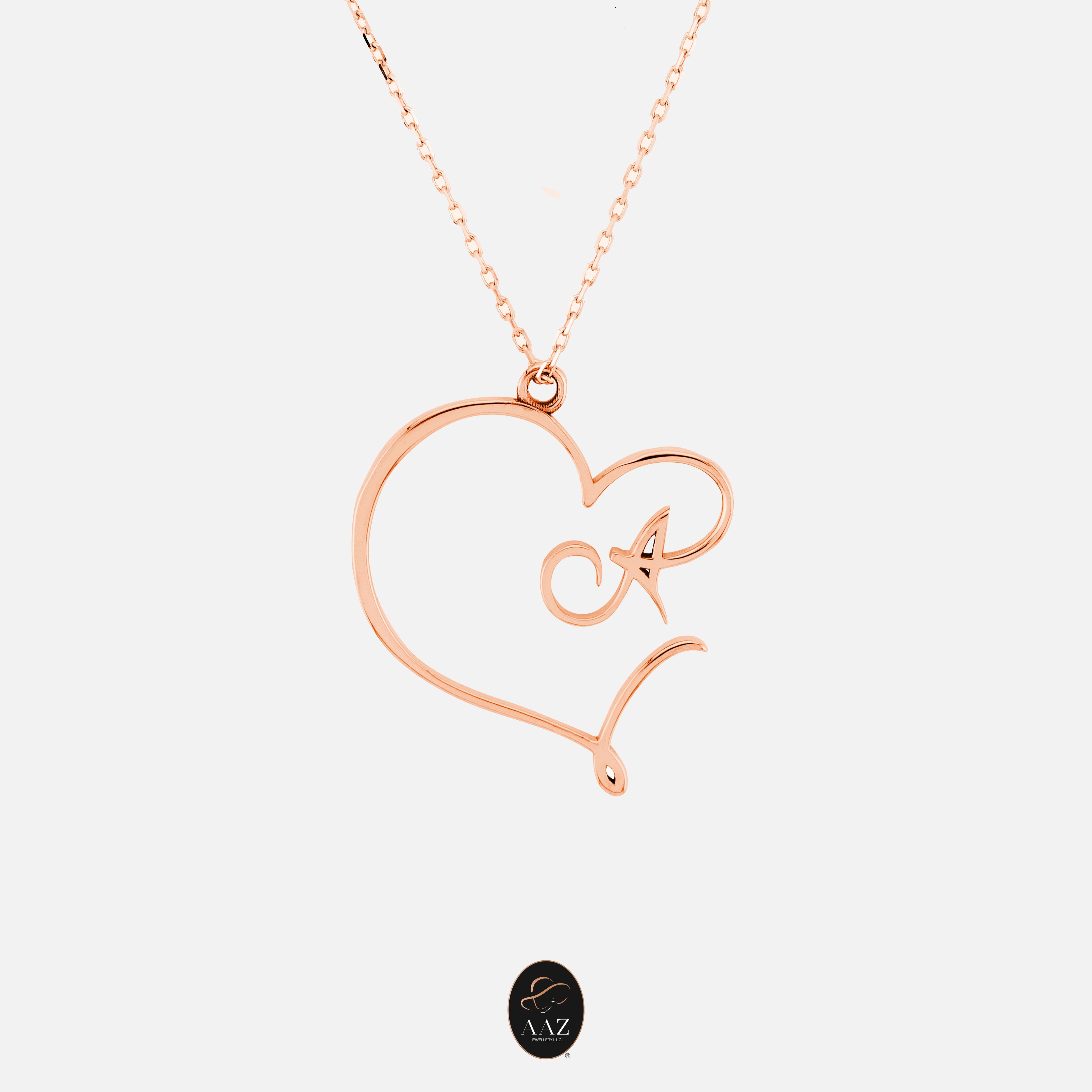 Heart Initial 18K Gold Necklace