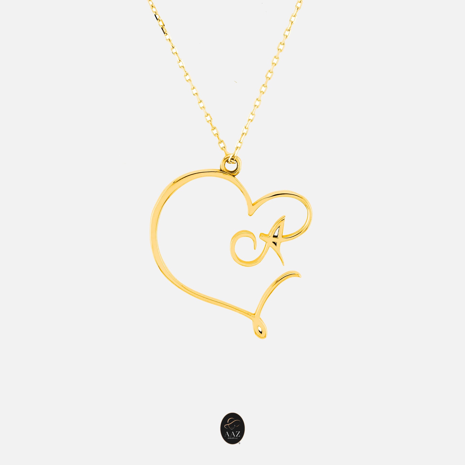 Heart Initial 18K Gold Necklace