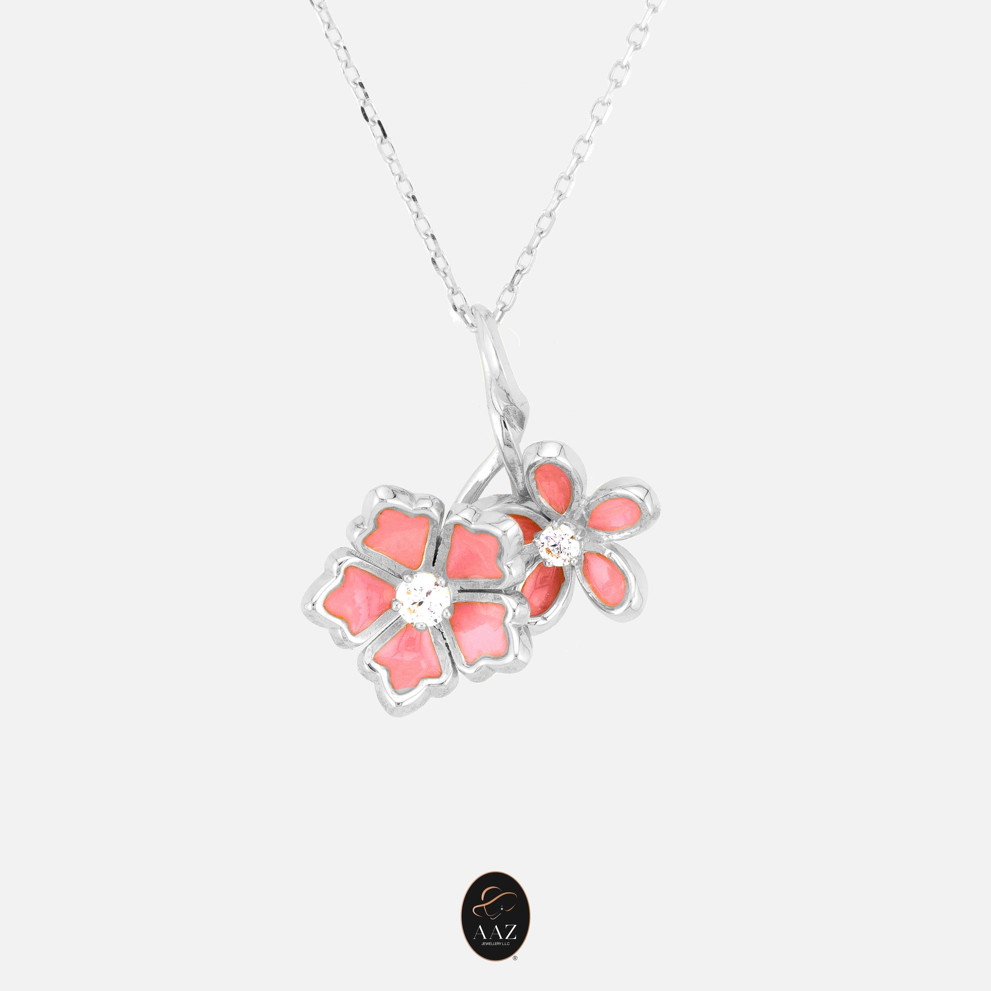 Pink Flowers 18K Gold Necklace