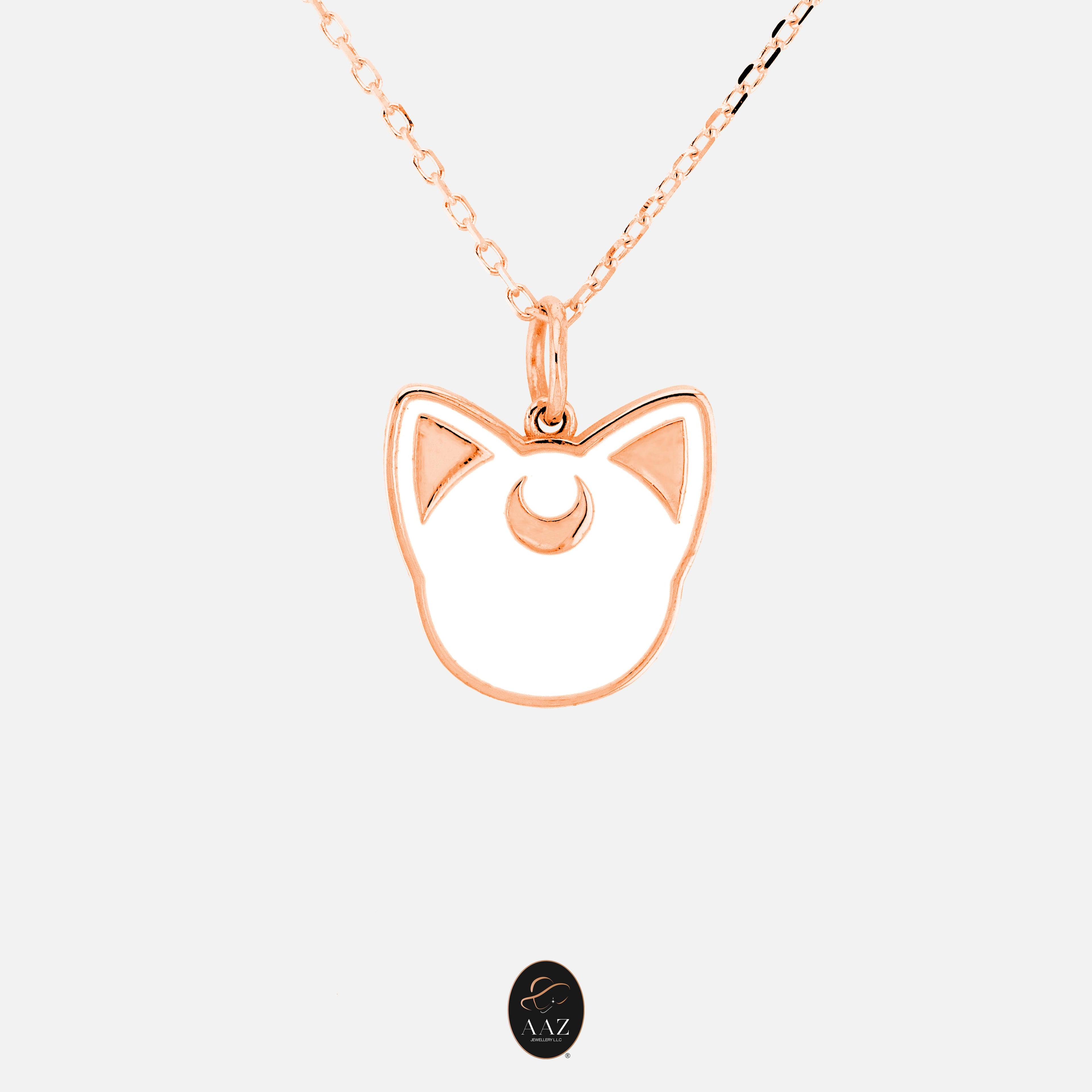 Sailor Moon White Cat 18K Gold Necklace