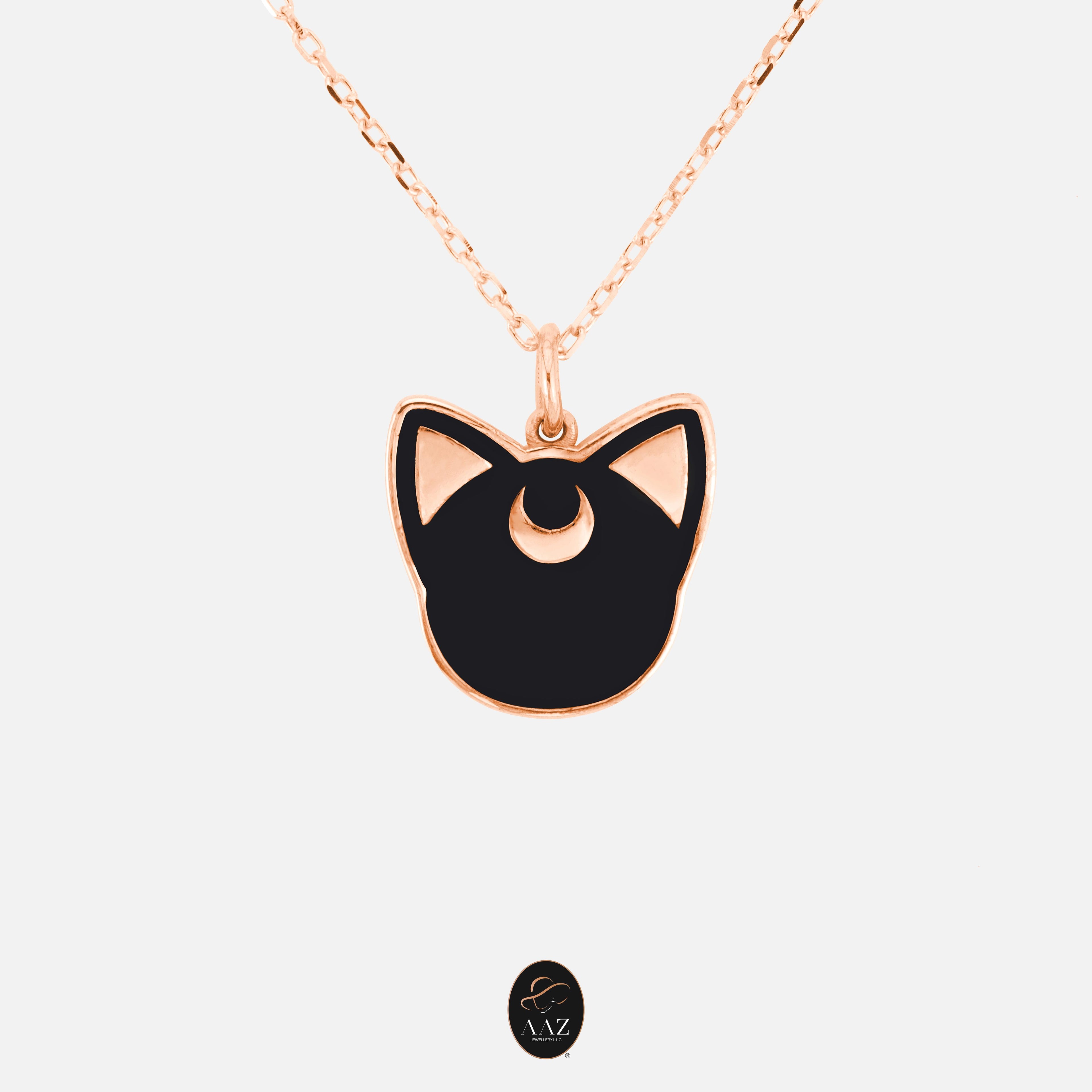 Sailor Black Cat 18K Gold Necklace