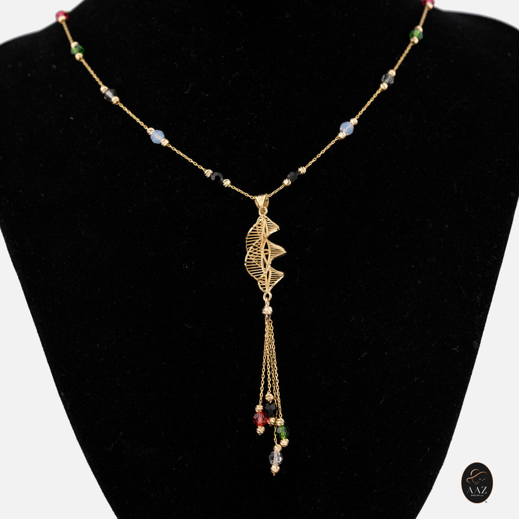 Spiral Gold Plated 18k Gold Plated Silver Necklace on a model