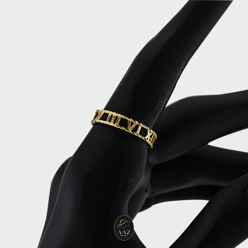 Roman Numeral 18K Gold Ring
